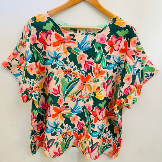 Handmade Women’s Box Top - Peach Floral (M/L)