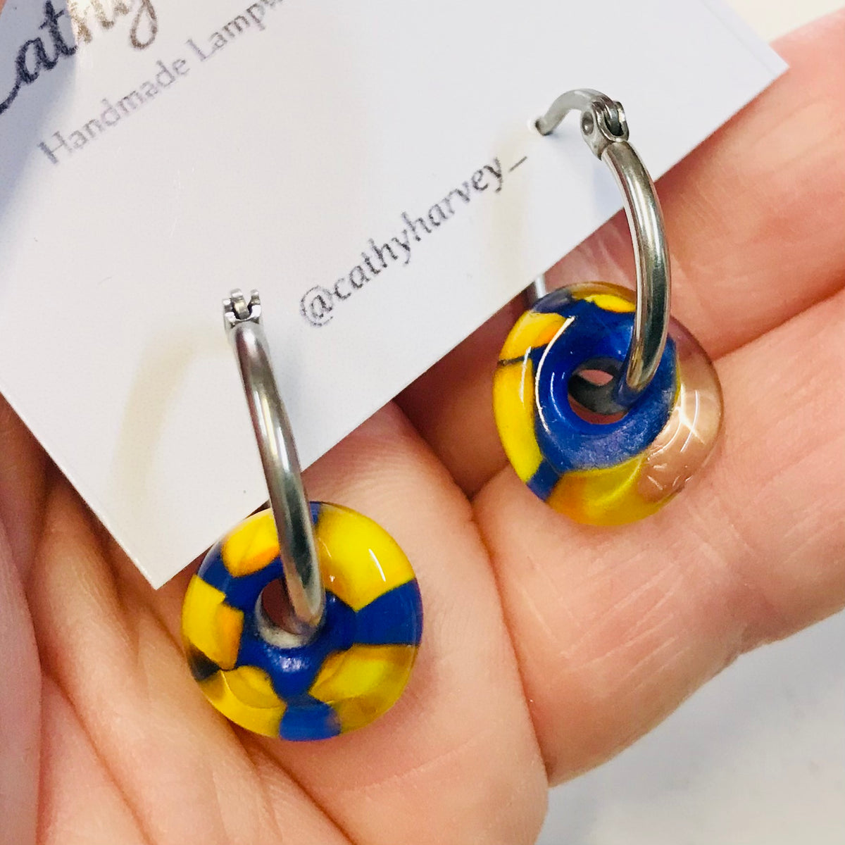 Glass Bead Hoop Earrings