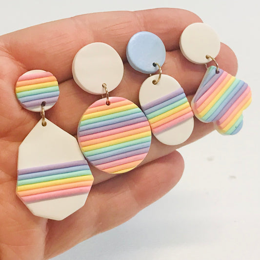 Handmade Polymer Clay Earrings - Stripes