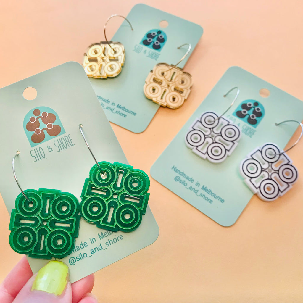Art Deco Acrylic Earrings - Rounded Squares (small)