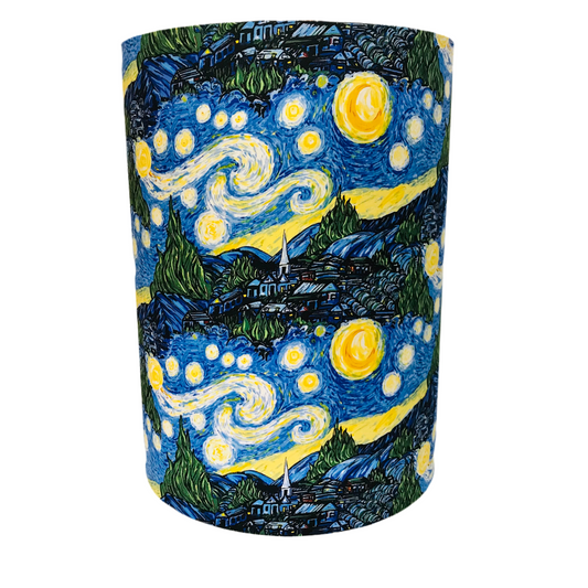 Starry Nights Van Gogh Tall Black Gloss Ceramic Table Lamp