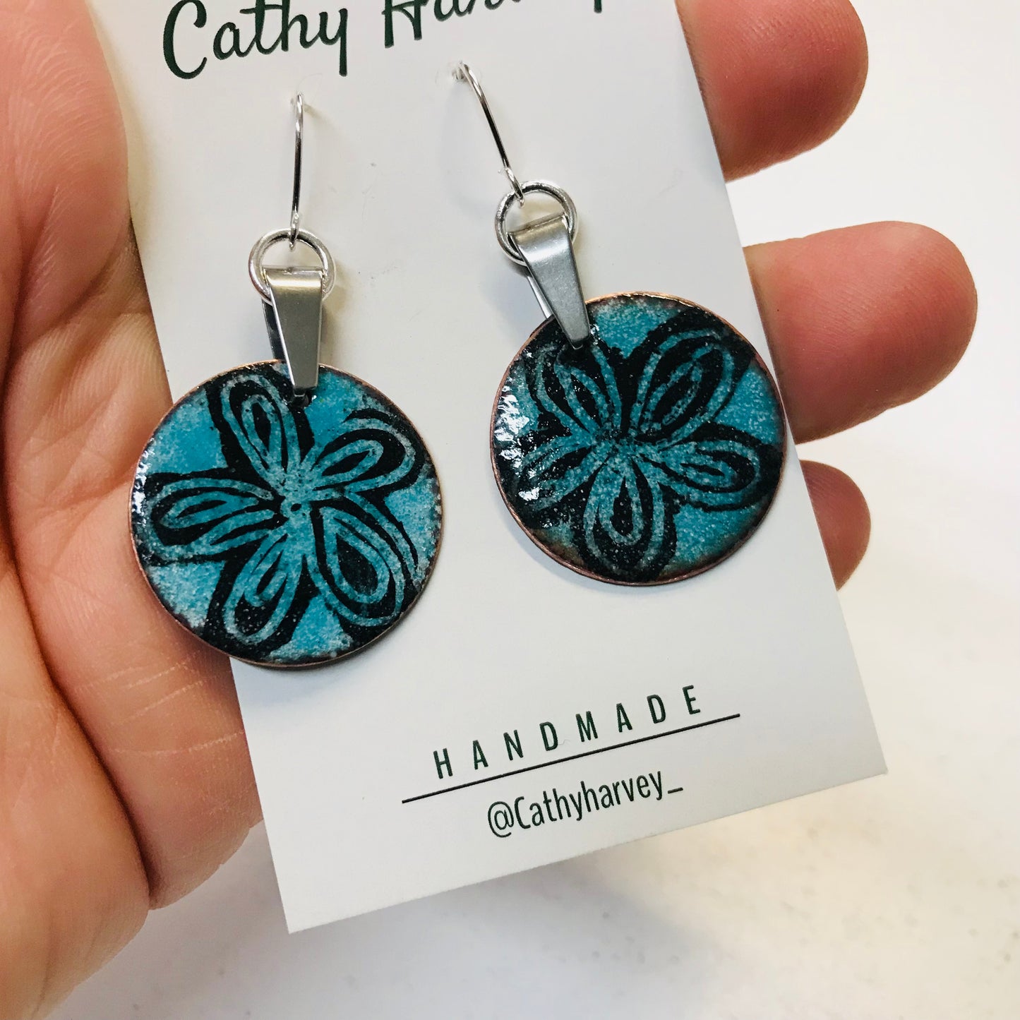 Handpainted Earrings -  Enamel on Copper