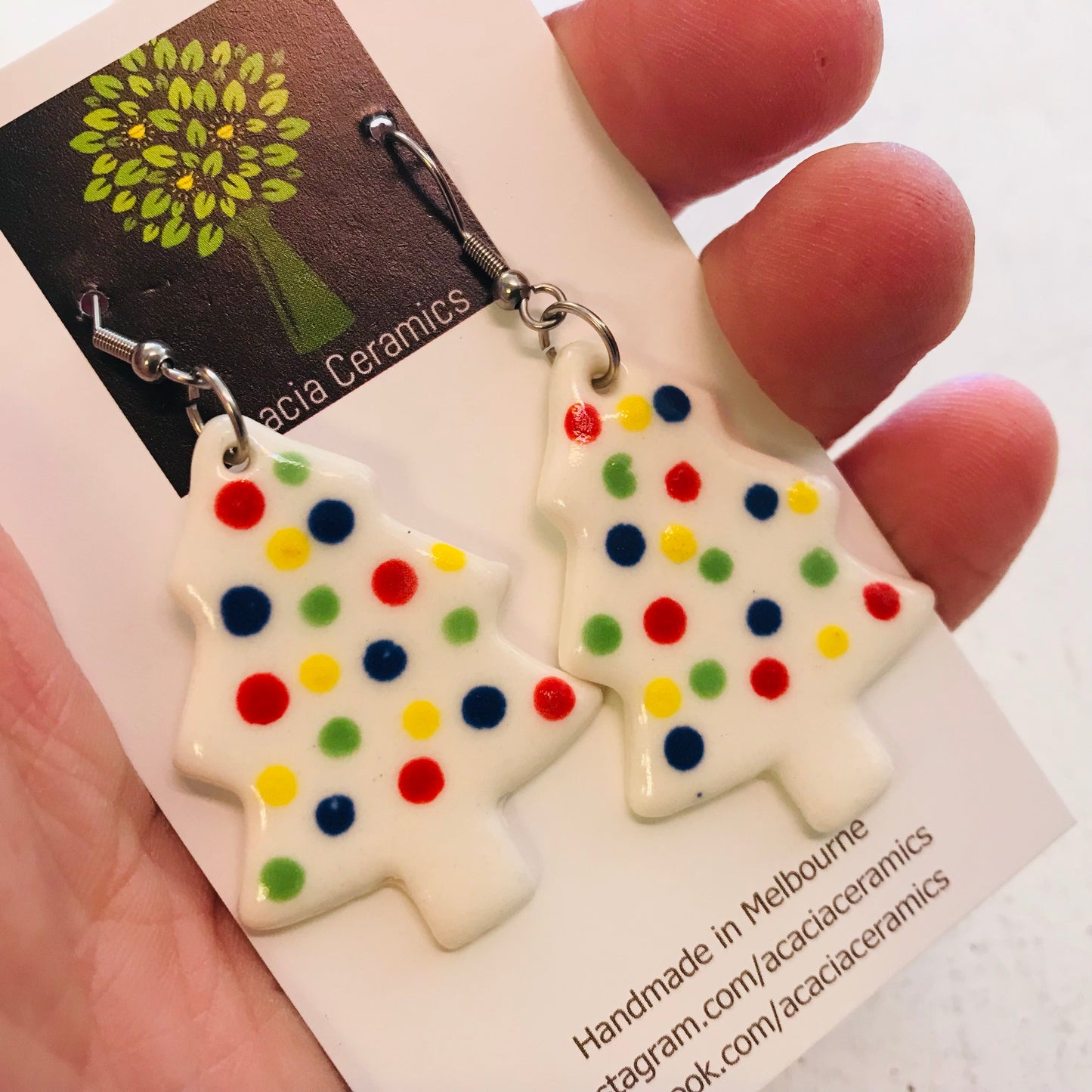 Hand Painted Christmas Hook Earrings