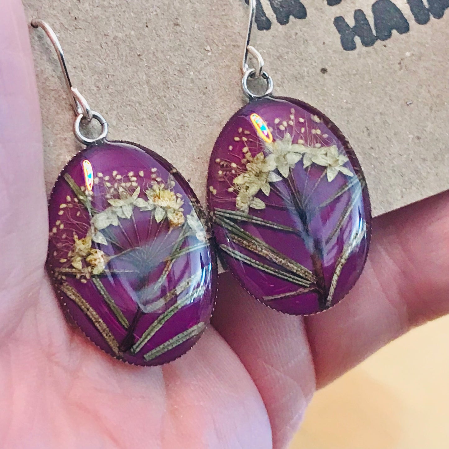 Australian flora Resin & Sterling Silver Earrings - large