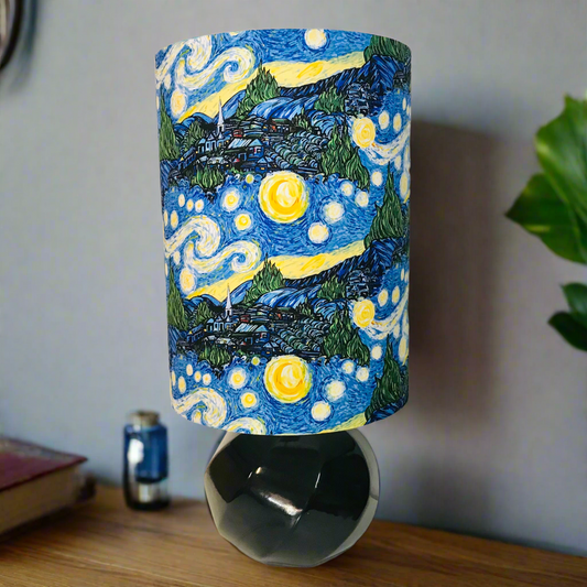 Starry Nights Van Gogh Tall Black Gloss Ceramic Table Lamp