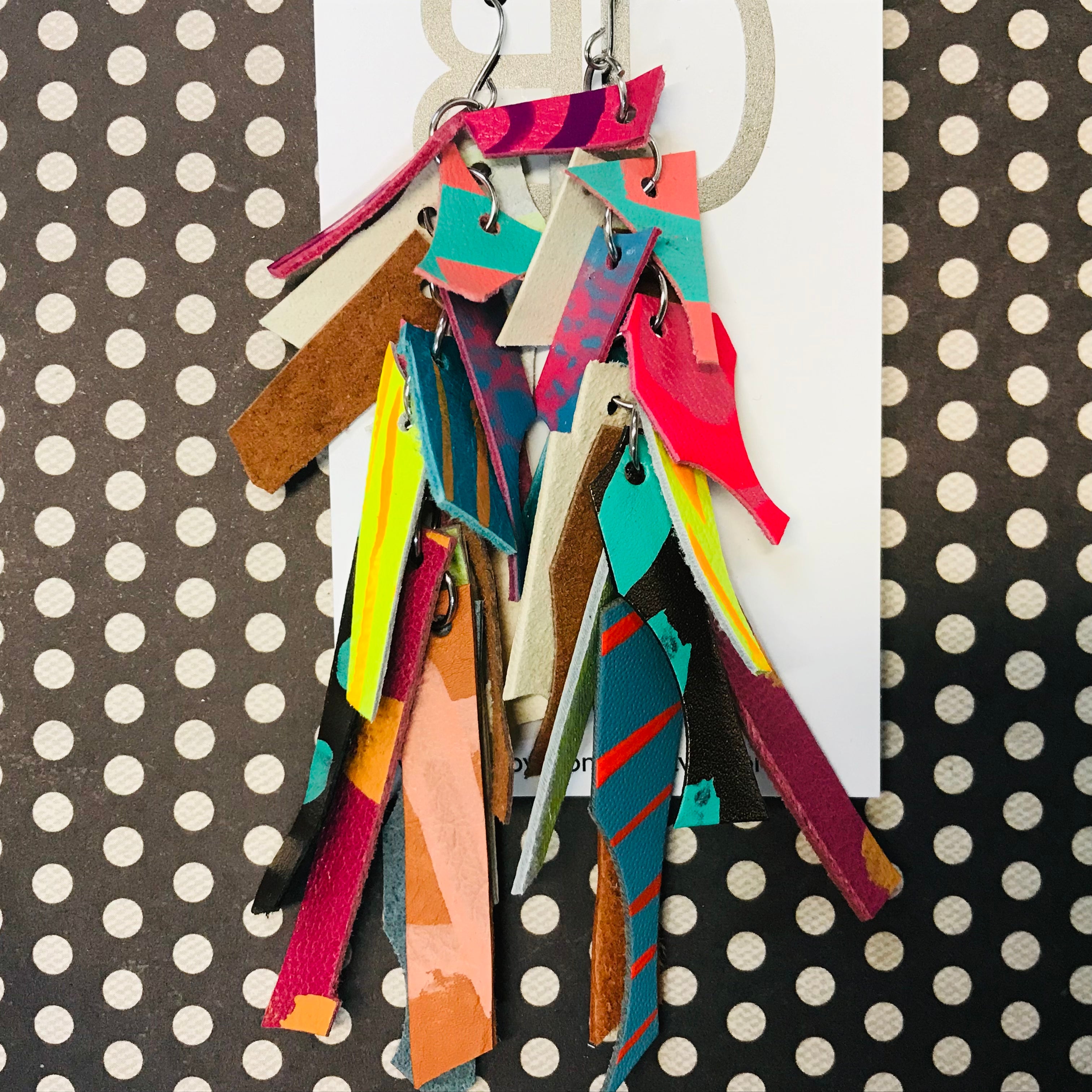 Hand painted leather bold statement earrings - The Tassle