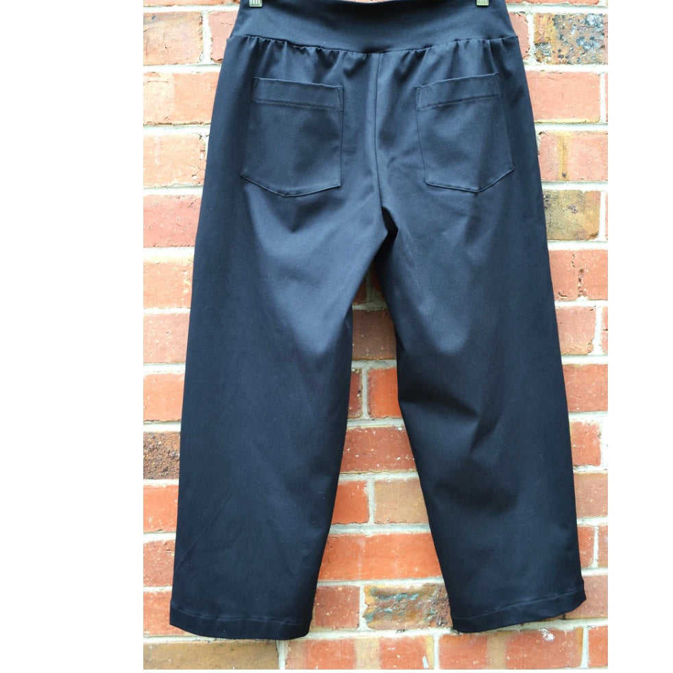 Women's Handmade Band Pants - Black Viscose