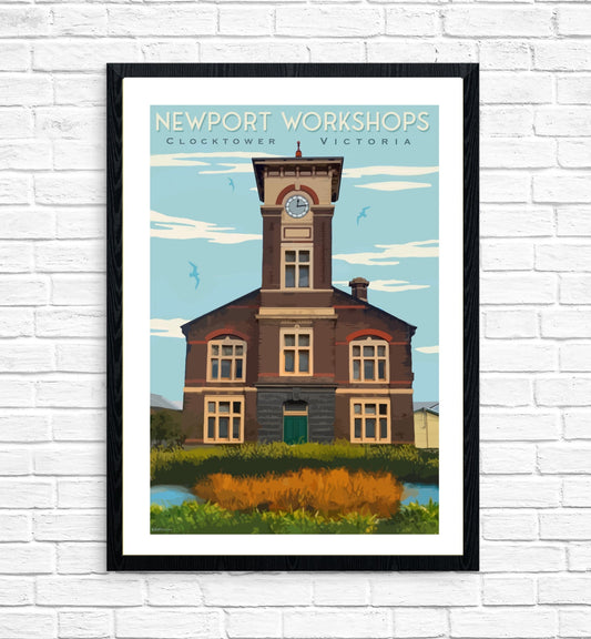Vintage Poster - Newport Railway Workshop Clocktower