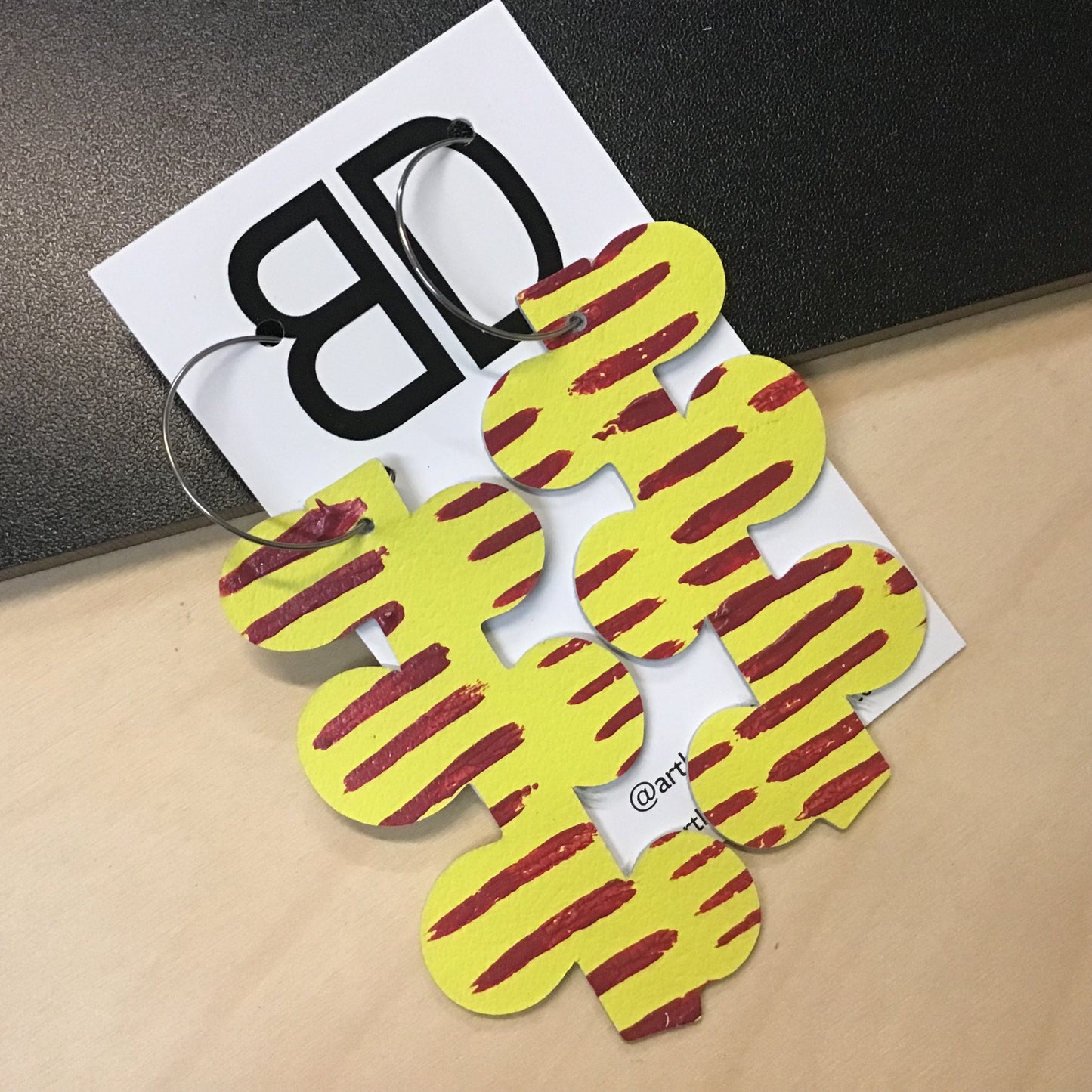 Hand painted leather bold statement earrings - The Flora Hoop