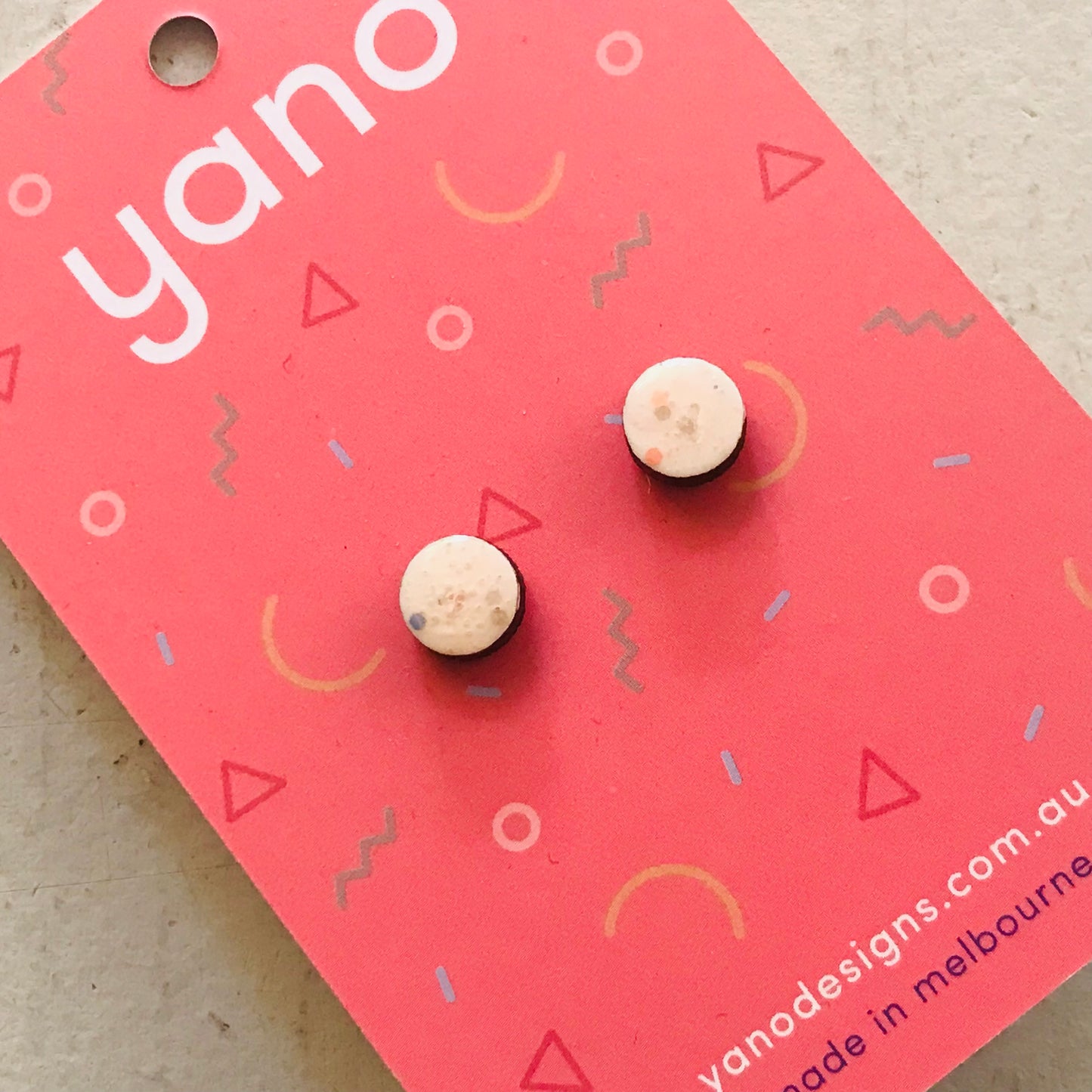 Mini Dot Laser Cut Timber Stud Earrings
