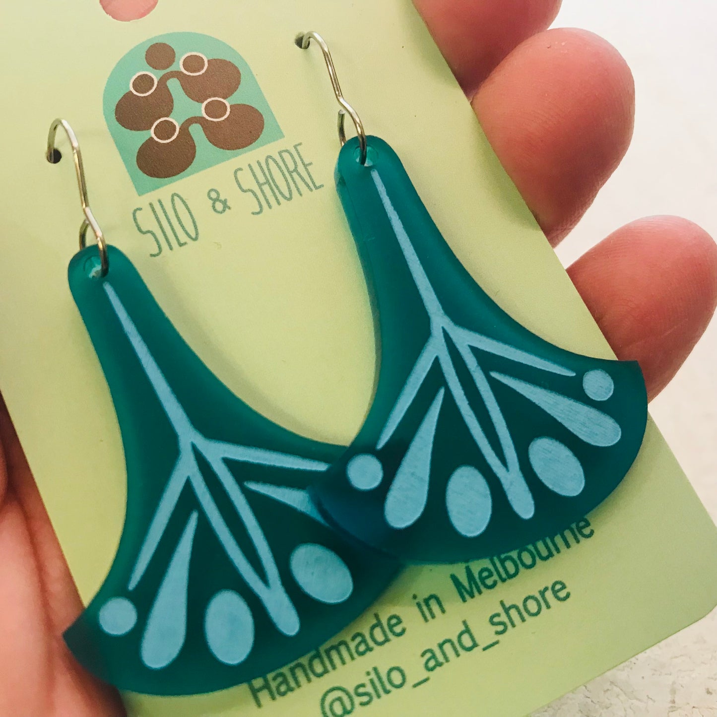 Art Deco Acrylic Earrings - Large Fan Hooks