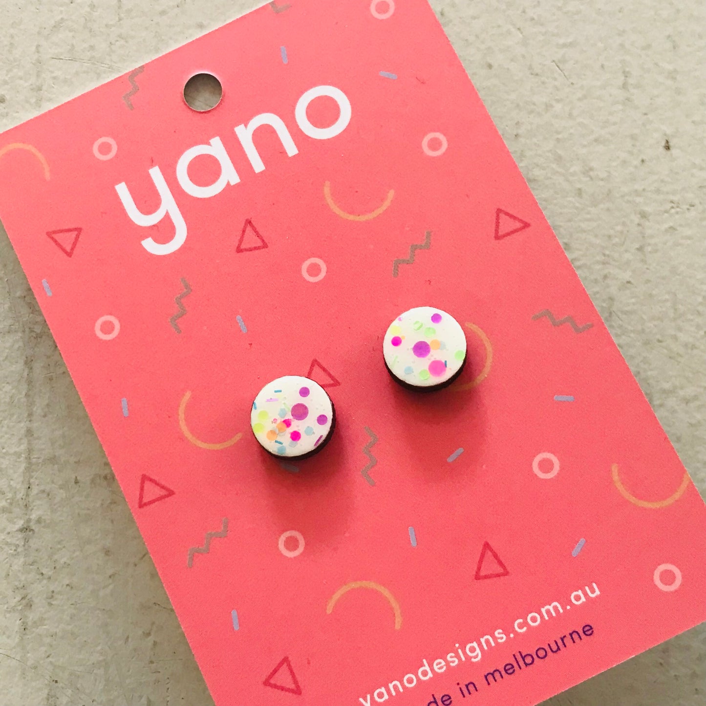 Round Laser Cut Timber Stud Earrings