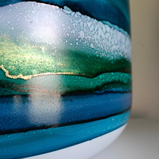 Alcohol Ink metal planter pot - POT #71