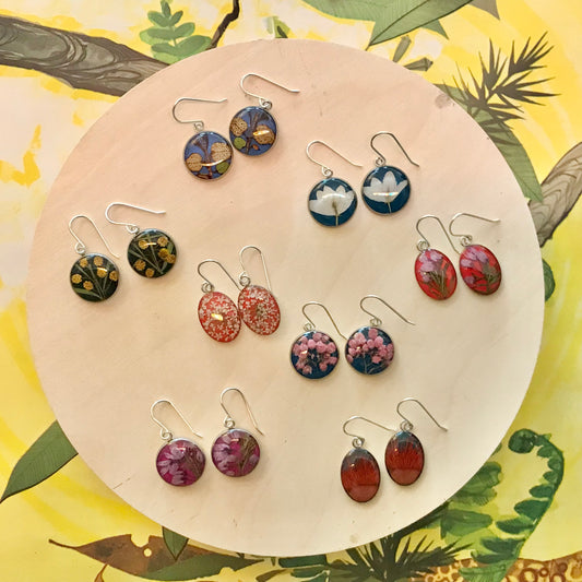 Australian flora Resin & Sterling Silver Earrings - medium