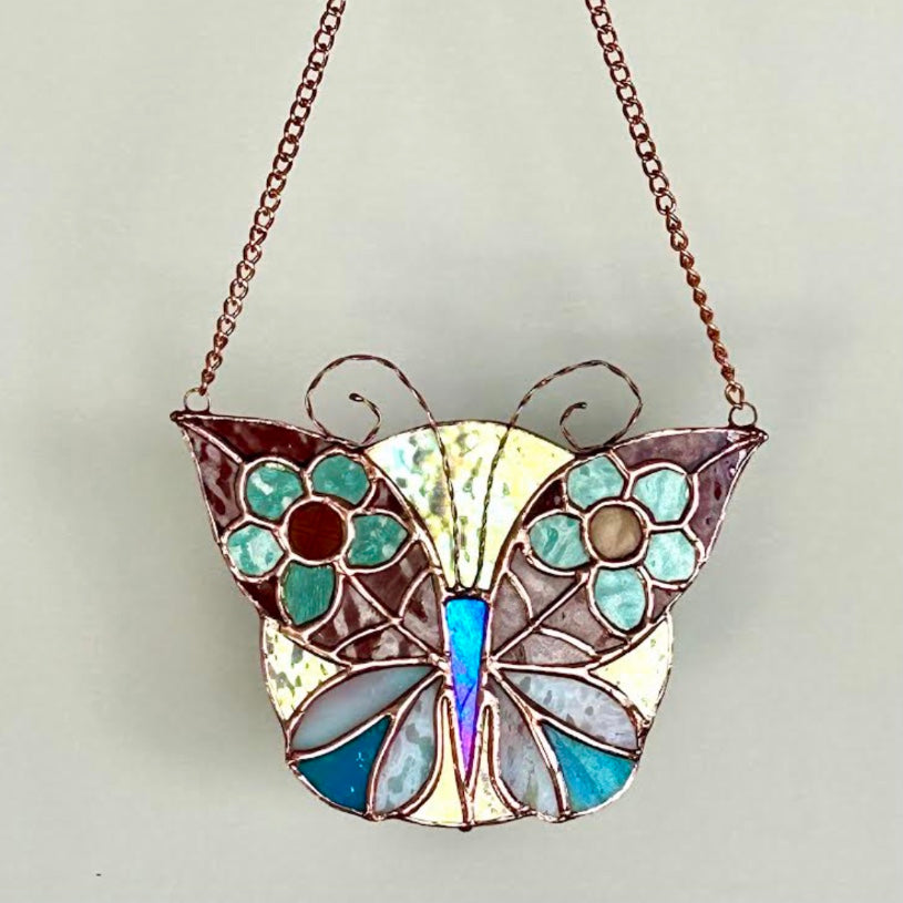 Handmade Glass Suncatcher - Boho Vintage Butterfly