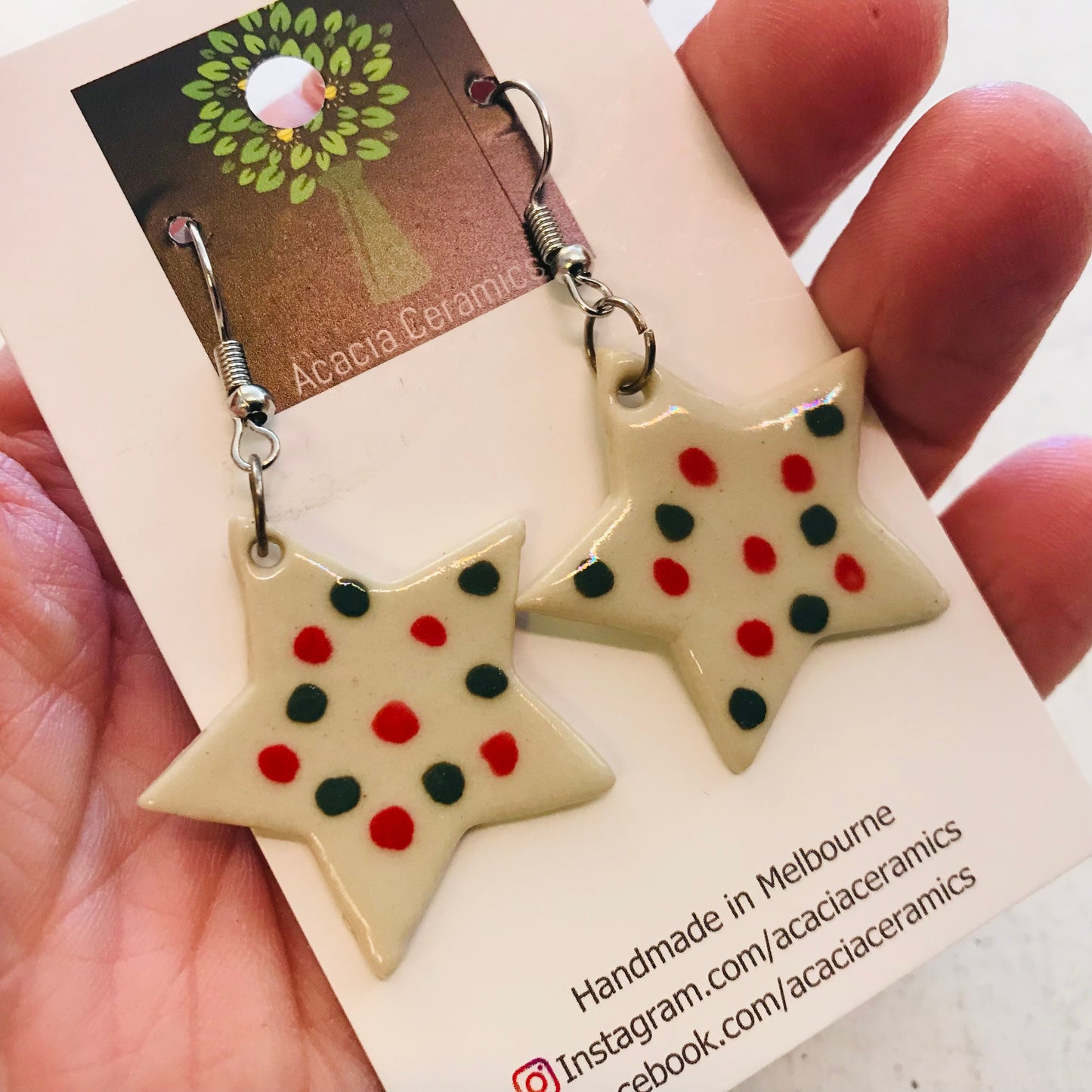 Hand Painted Christmas Hook Earrings