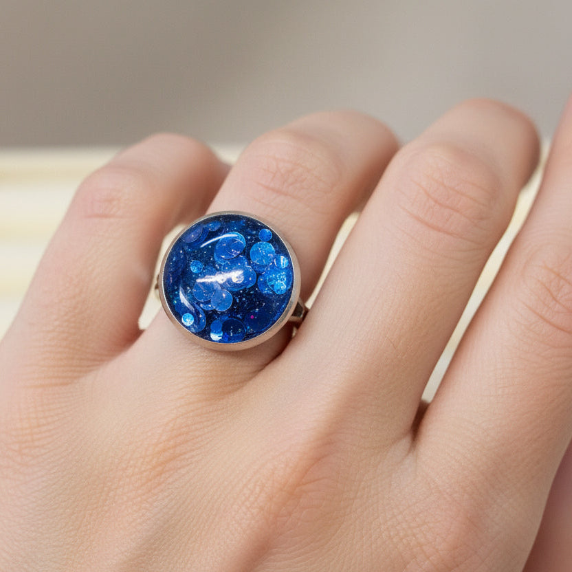Resin Sparkle Adjustable Rings