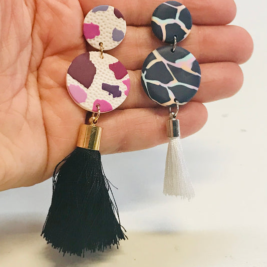 Handmade Polymer Clay Earrings - tassels