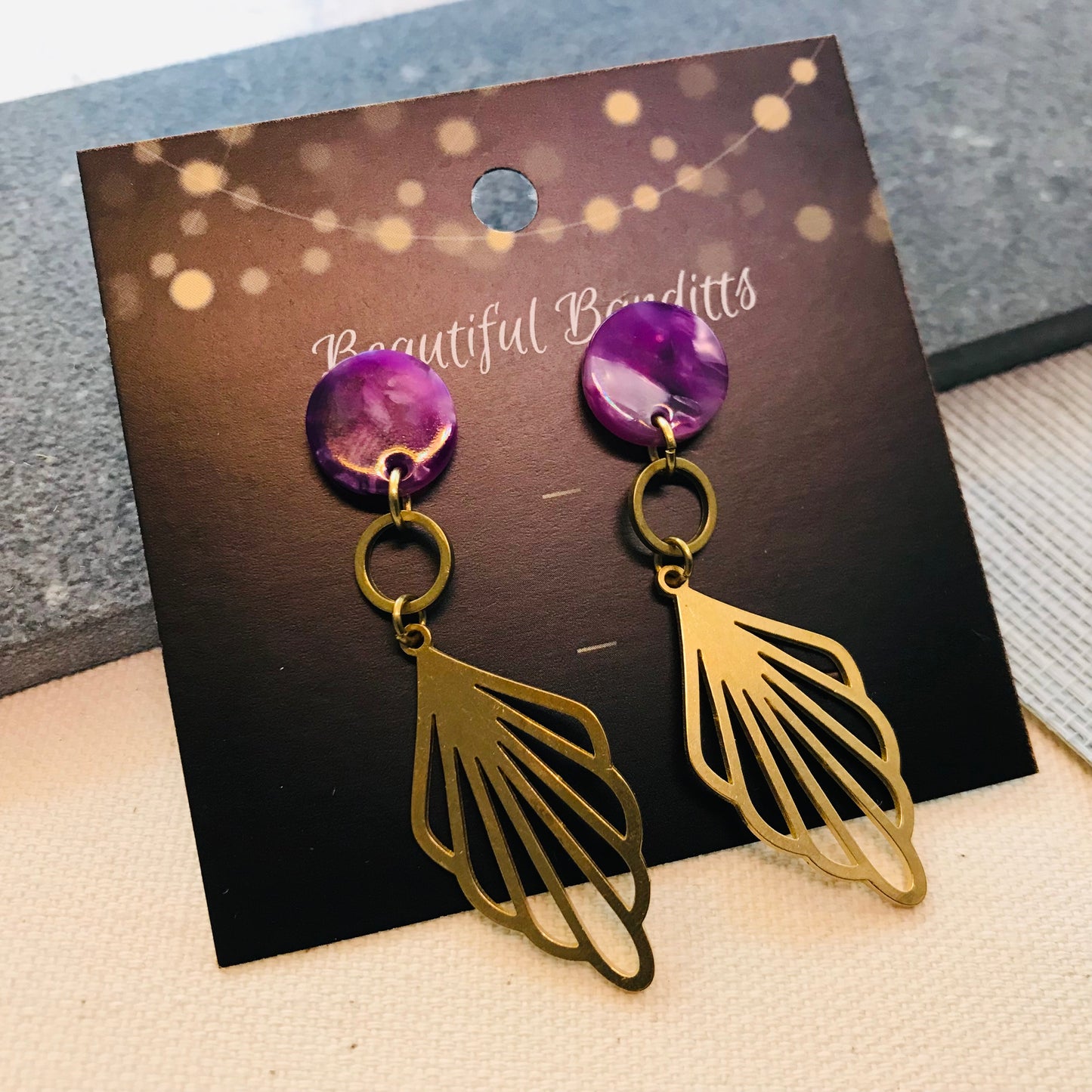 Mixed Metal and Resin Earrings - small