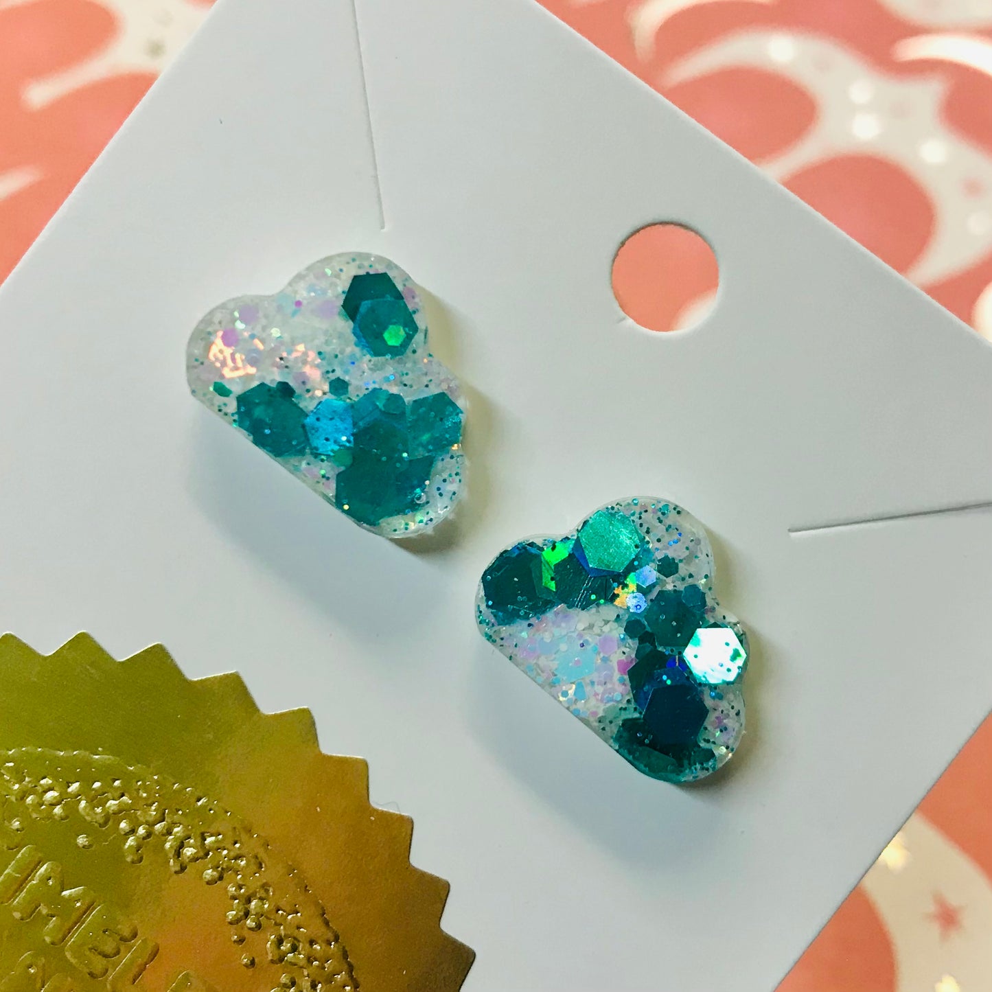 Novelty Resin Sparkle Stud Earrings