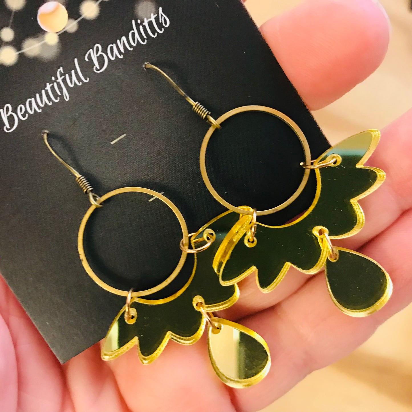 Mixed Metal and Resin Earrings - large