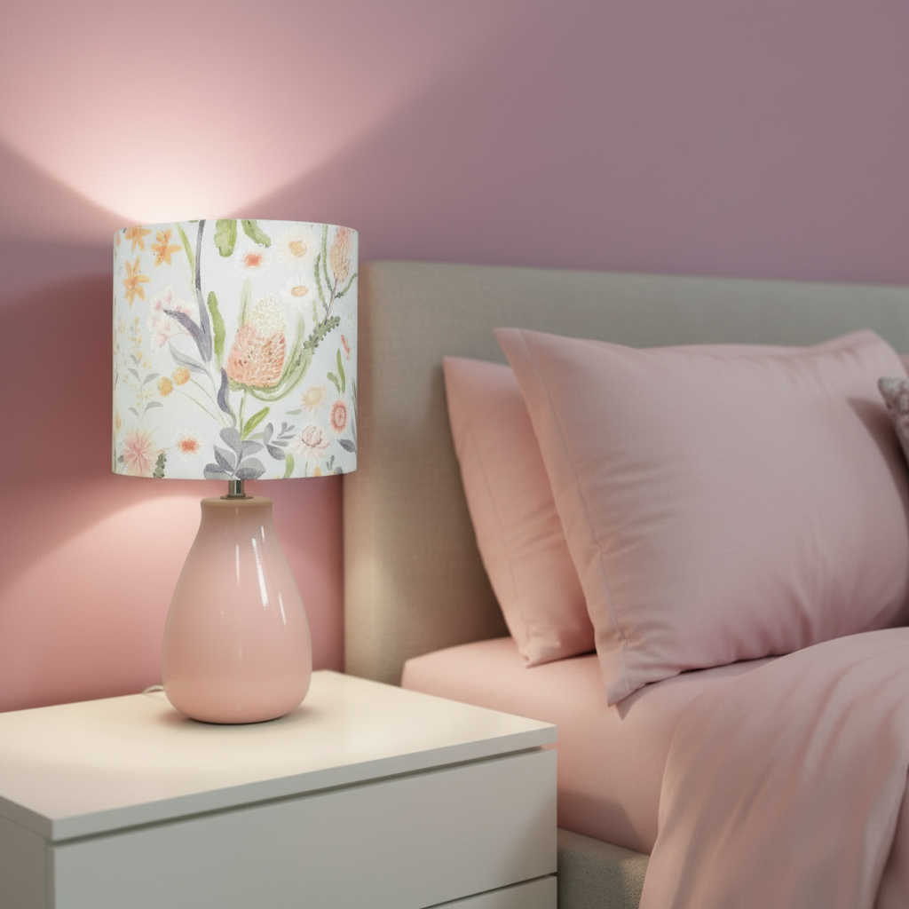 Pastel Pink Floral Mini Ceramic Table Lamp