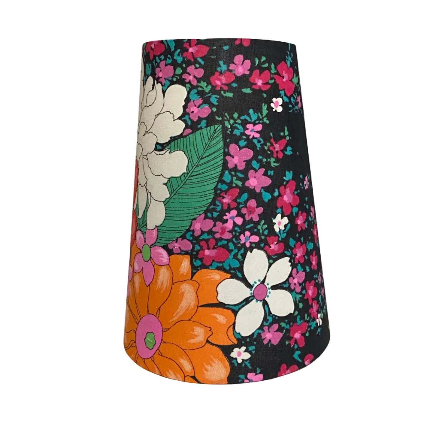 Mini Black Ceramic Tear Drop Table Lamp with Midnight Floral Shade