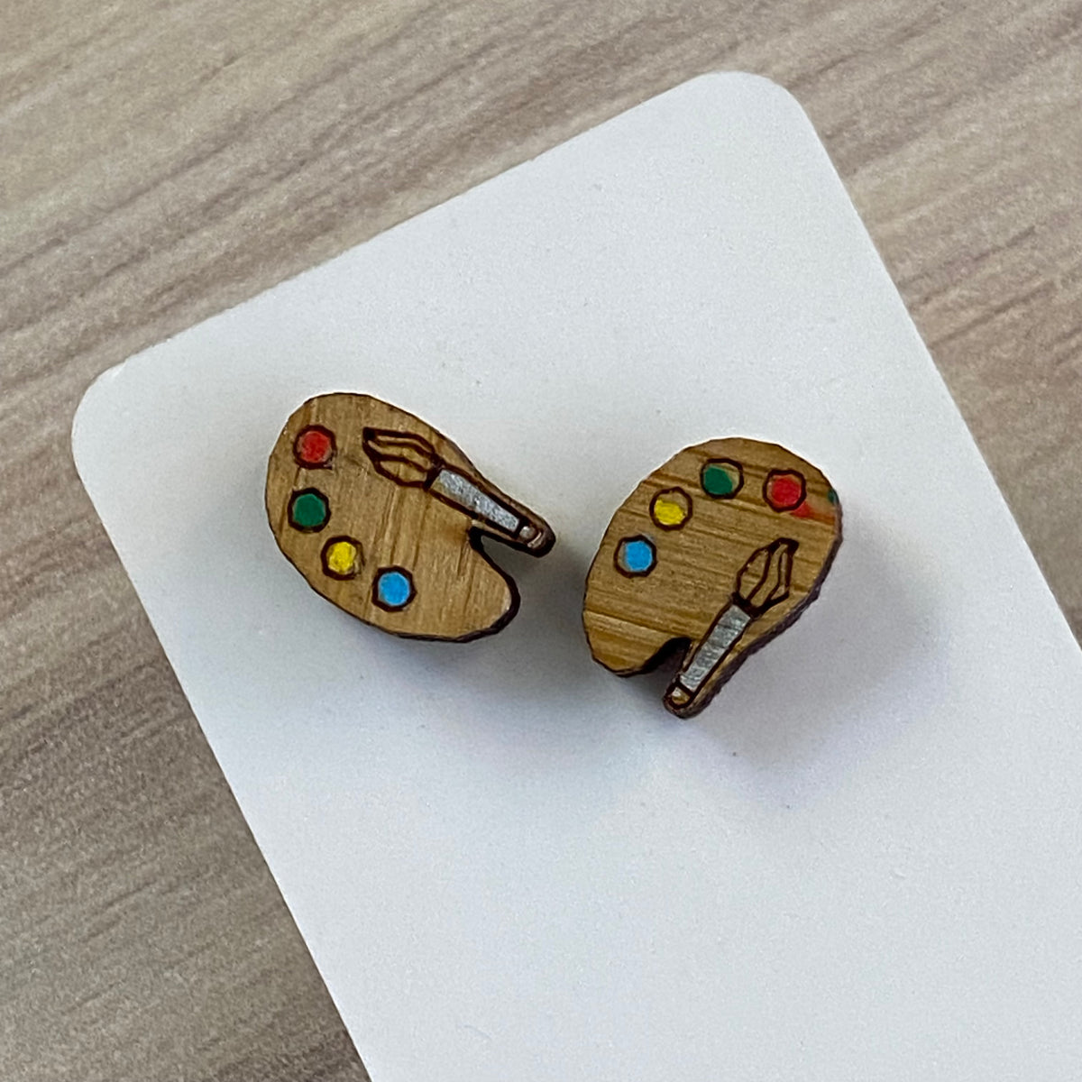 Novelty Studs Earrings - Graphic Wood