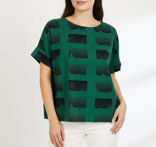 Handmade Women’s Box Top - Forest Shade Check (S/M)