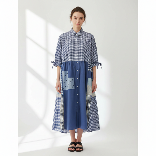 Scarecrow Dress - Electric Blue Checks