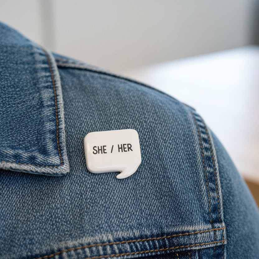 Handcrafted Pottery Gender/Pronoun Brooches