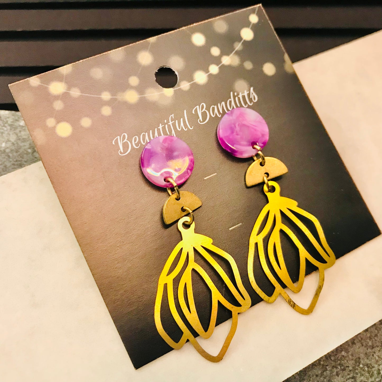 Mixed Metal and Resin Earrings - small