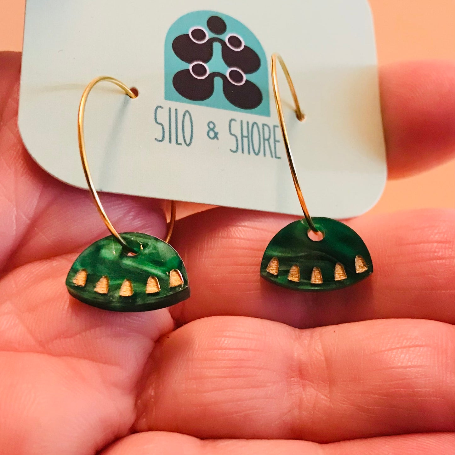 Art Deco Acrylic Earrings - Mini Hoop