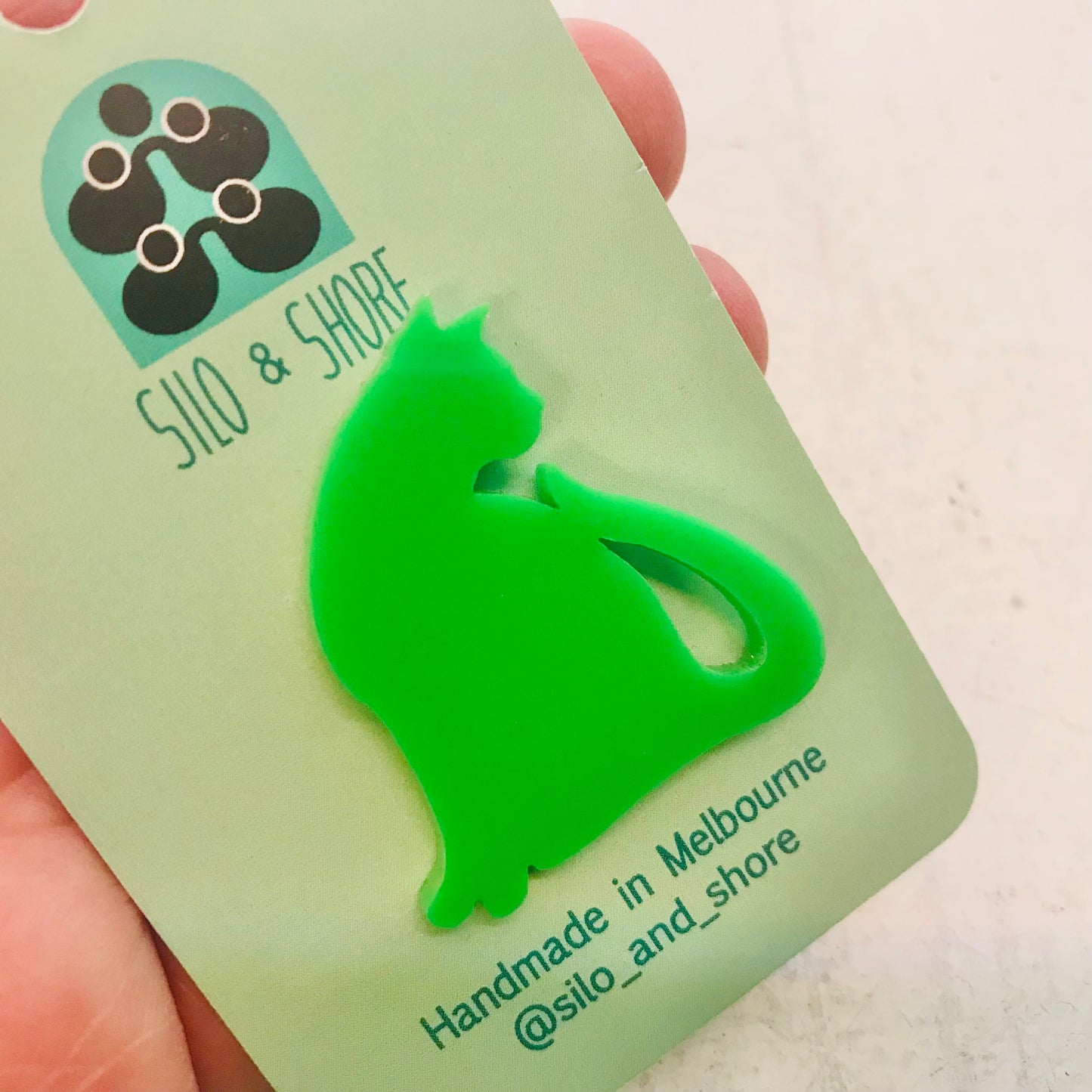 Art Deco Acrylic Brooch - Cats