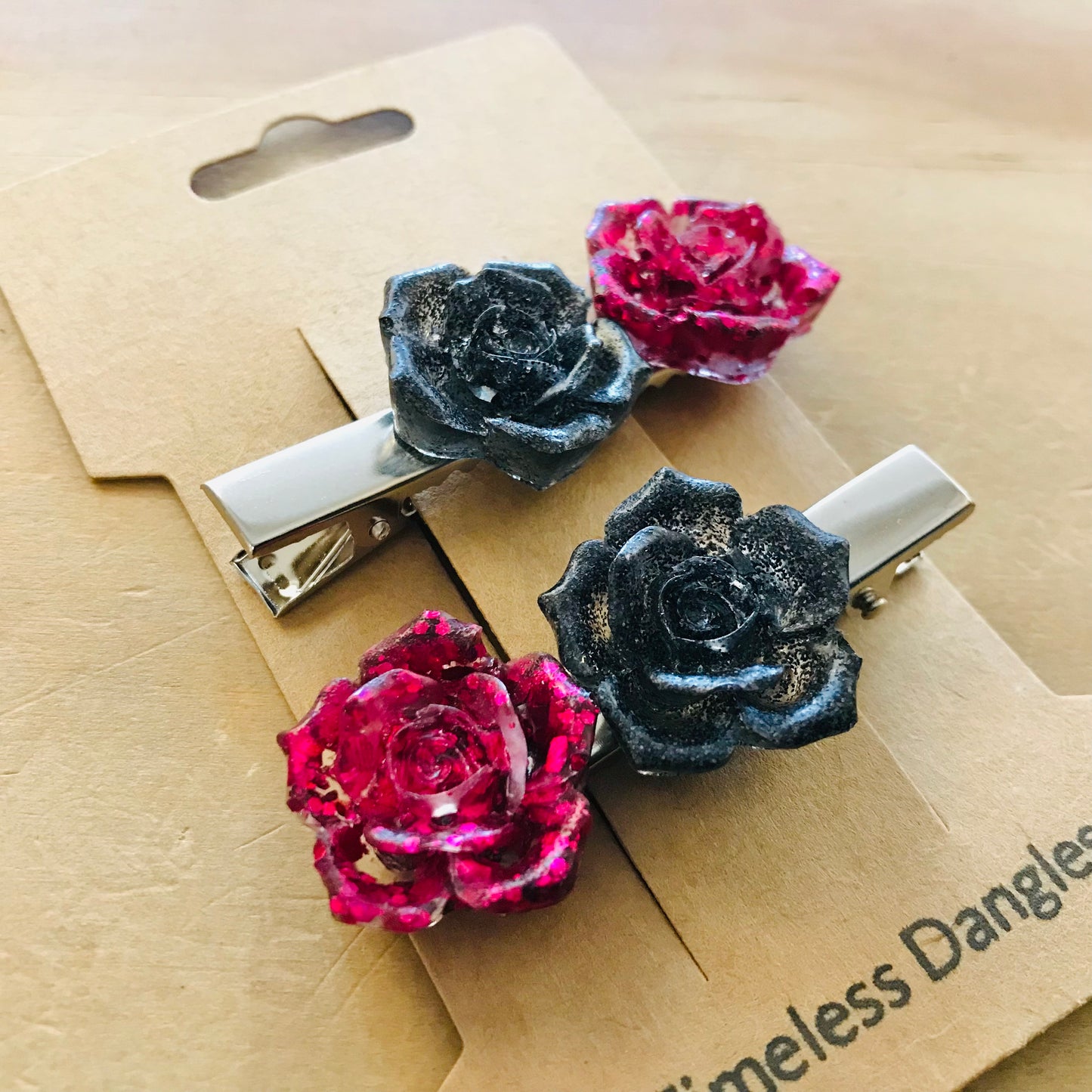 Resin Sparkle Hair Clips - Set of 2