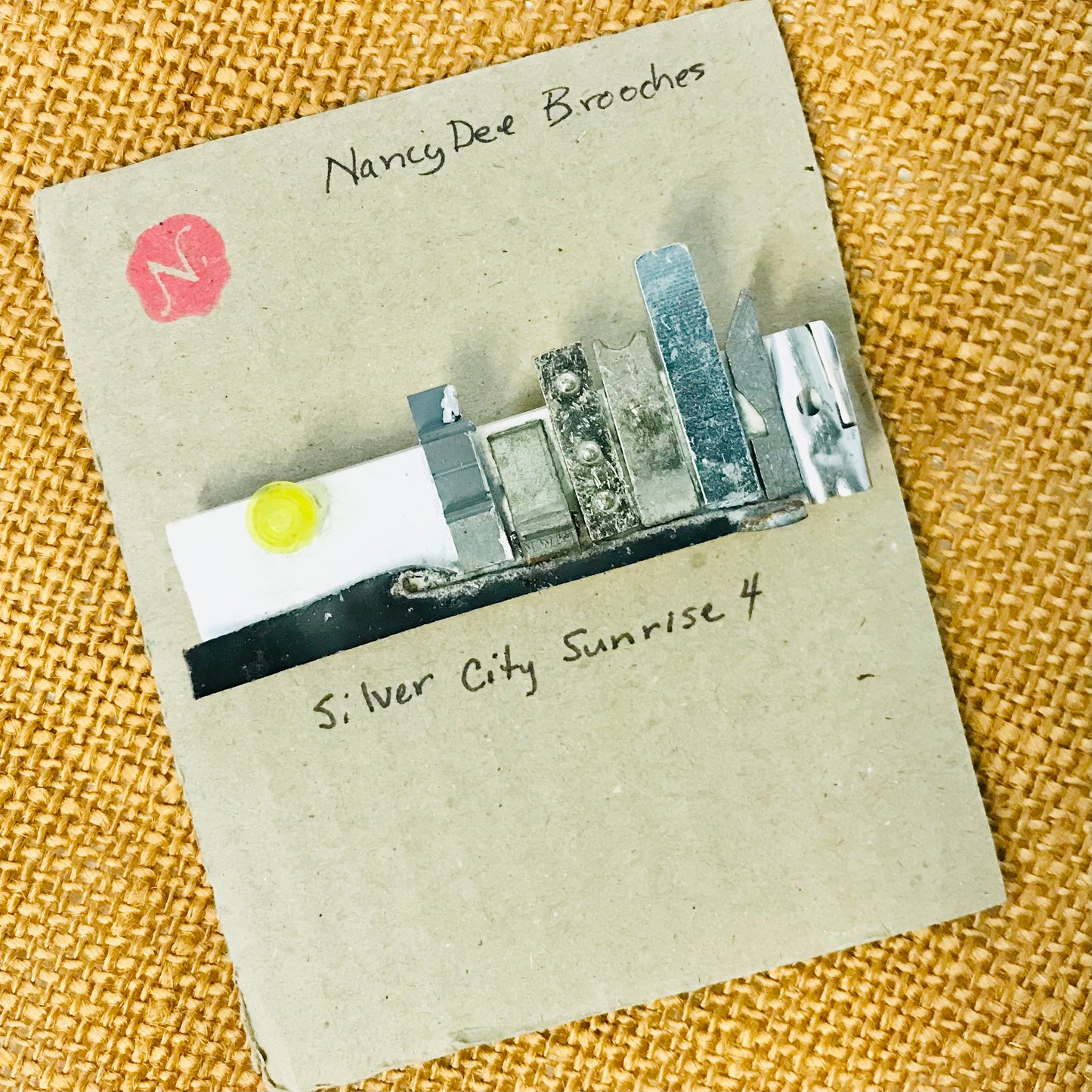 Found Object Brooch - SIlver City Sunrise 4