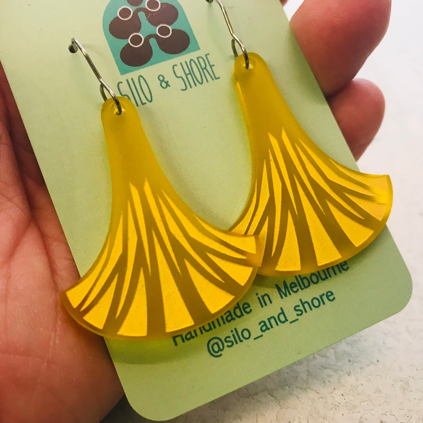 Art Deco Acrylic Earrings - Large Fan Hooks