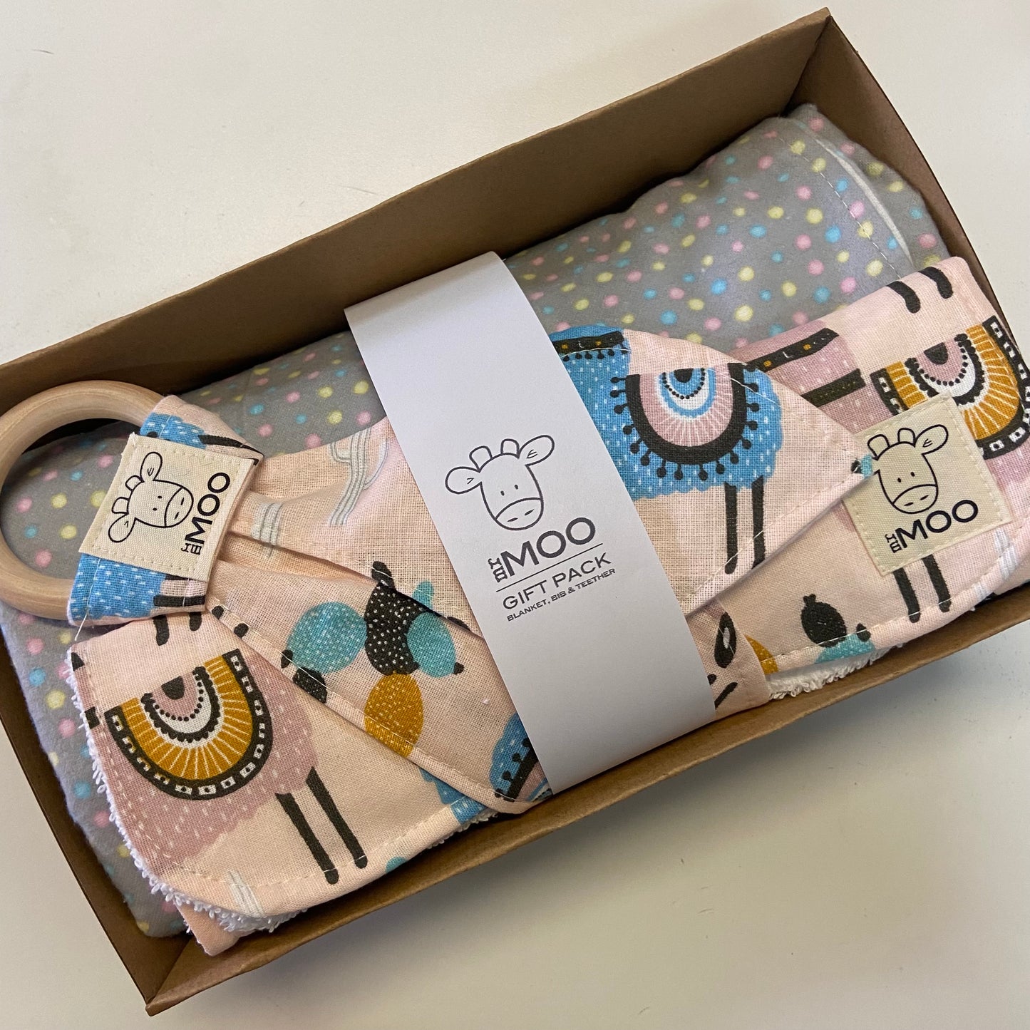 Gift Box - Blanket, Bib & Timber Teether