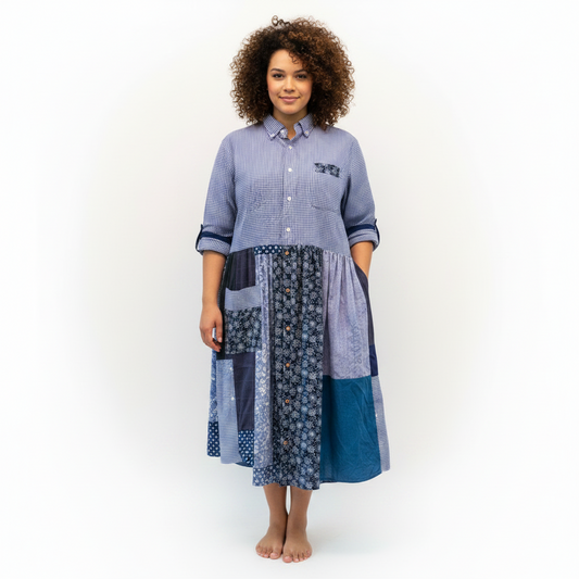 Scarecrow Dress - Navy Blues on Check