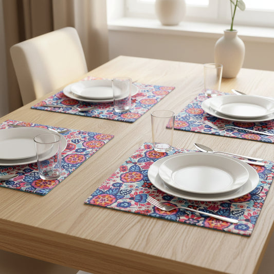 Reversible Placemats - Firework Floral with Teal Reverse (set of 4)