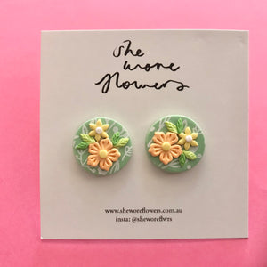 Floral Polymer Clay Stud Earrings