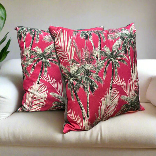 Cushion - PALM ON FUCHSIA