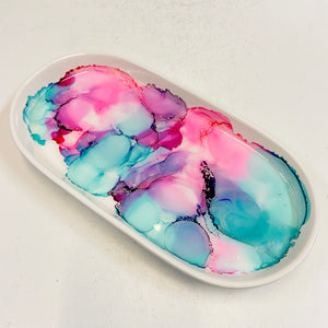 Alcohol Ink Detail Porcelain Oval Tray