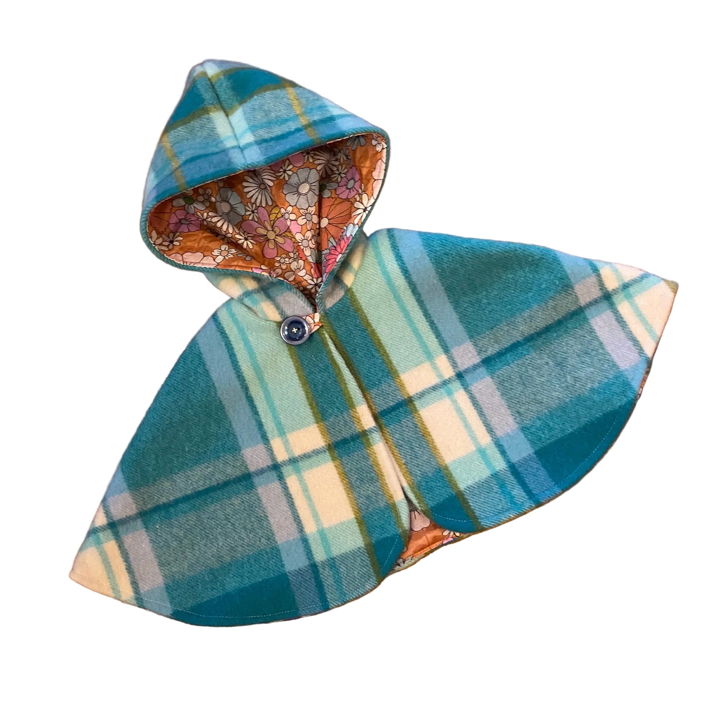 Vintage Blanket Woollen Cape - Blue