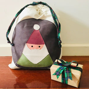 Reusable Eco Sustainable applique Christmas Gift Drawstring Sack Bags