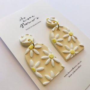 Floral Polymer Clay Arch Dangle Earrings