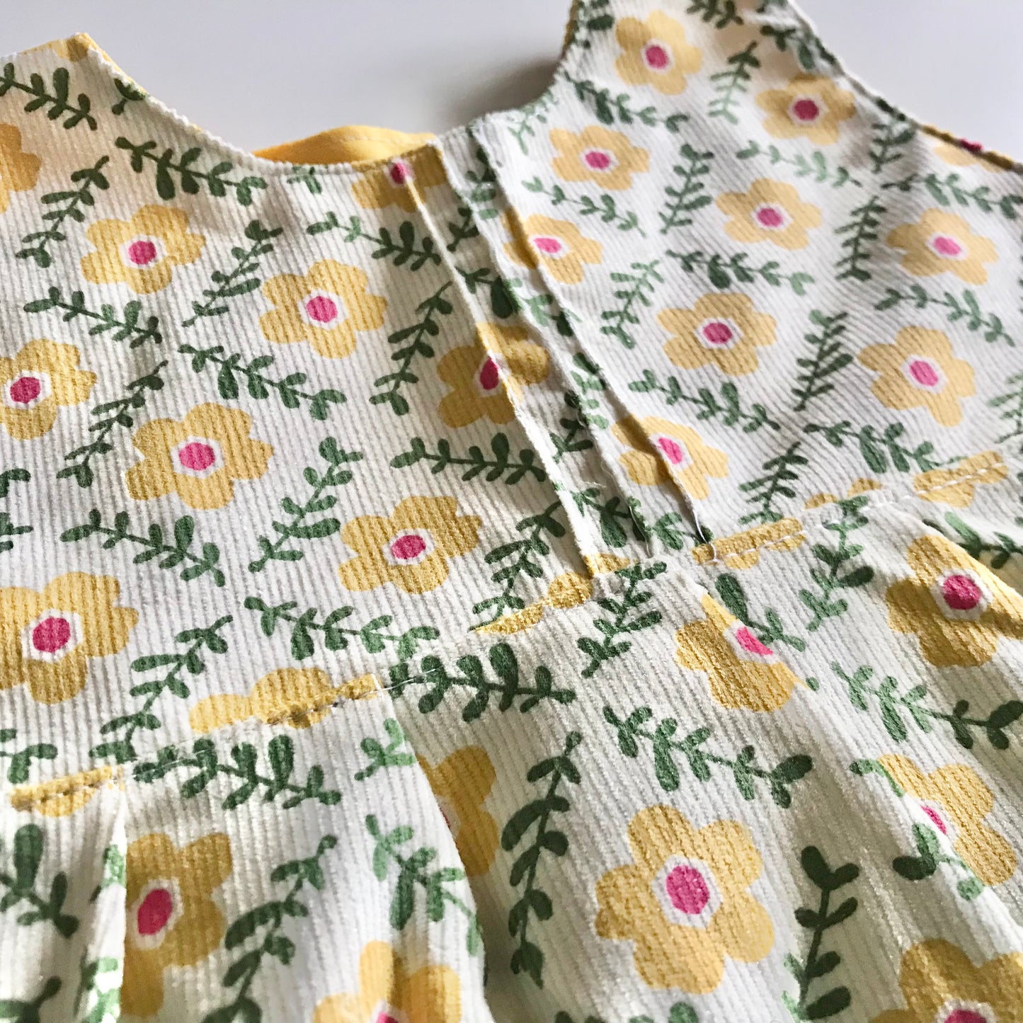 Girls empire handmade dress - Sunflower Pinwale