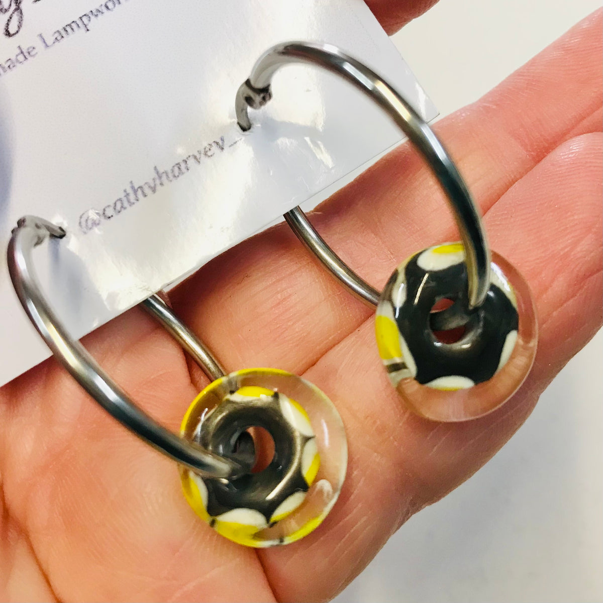 Glass Bead Hoop Earrings