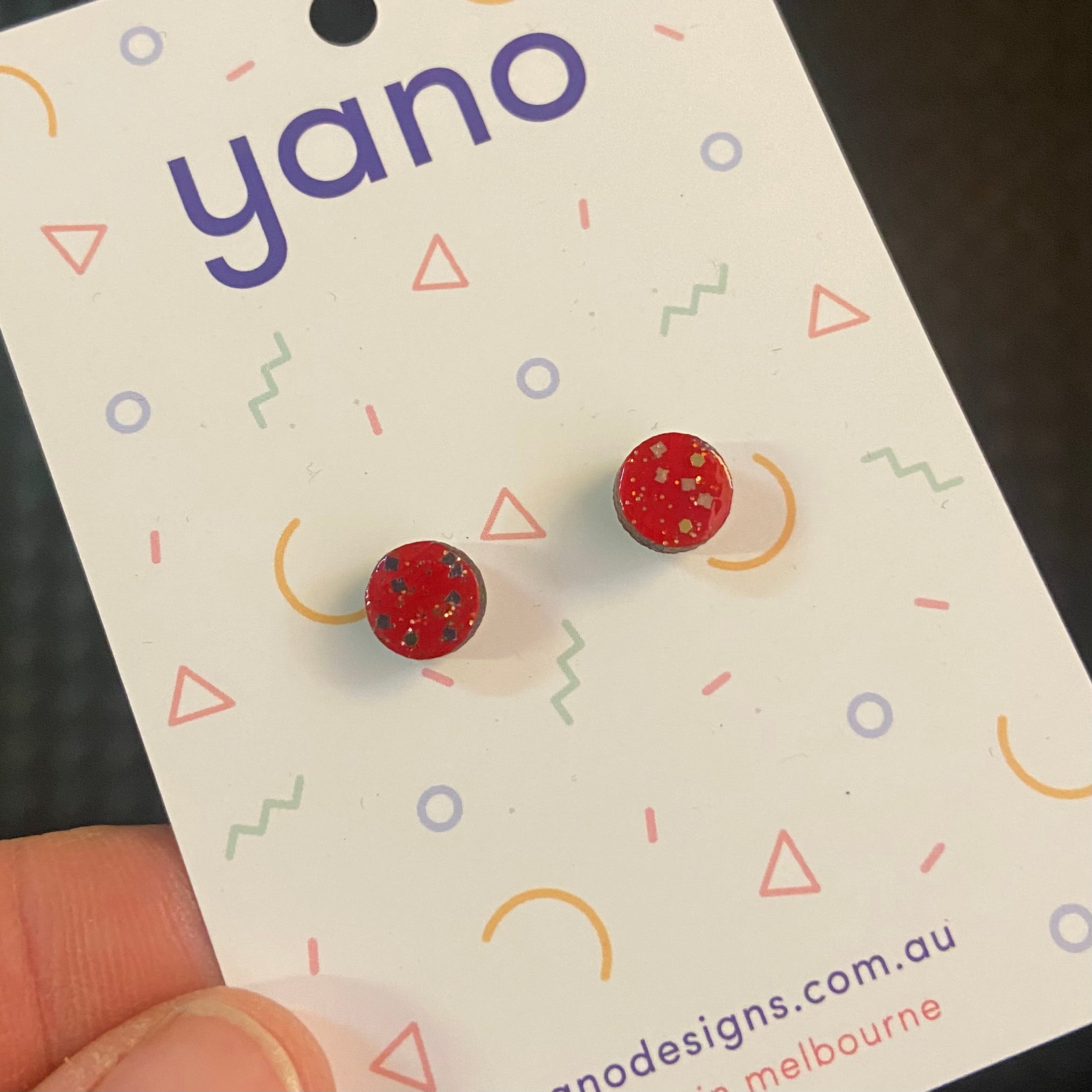 Red Sparkle Stud Earrings