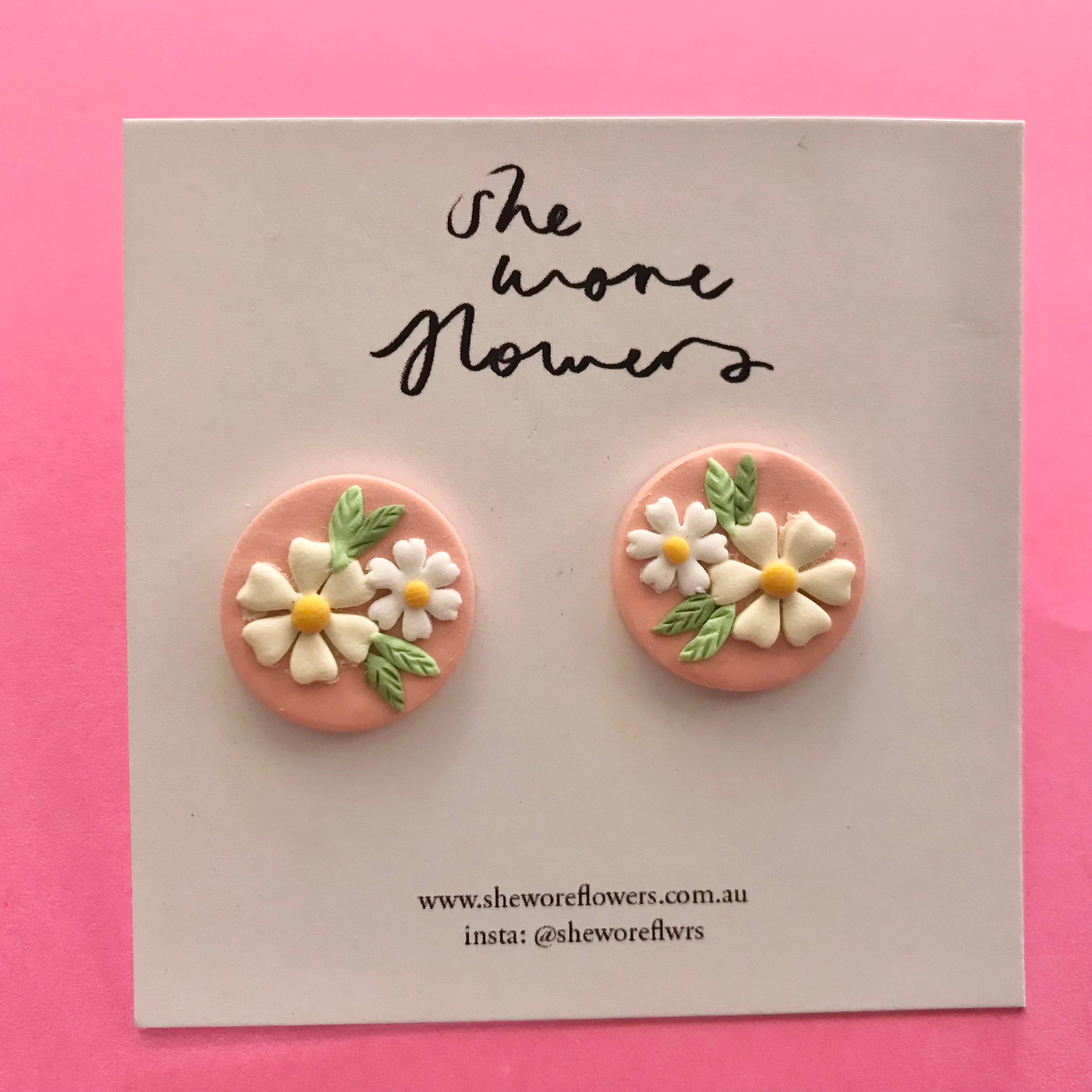 Floral Polymer Clay Stud Earrings